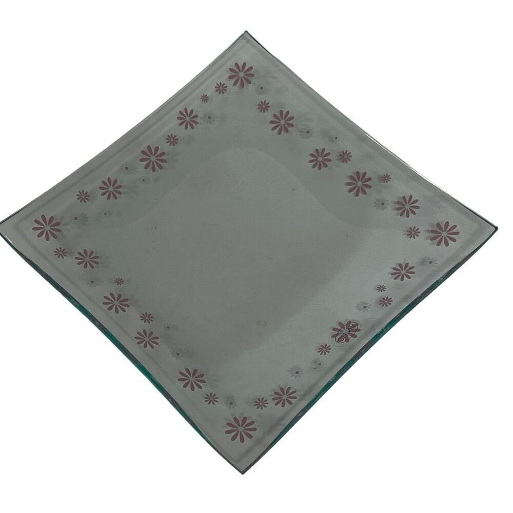 The Pampered Chef Pink Daisy Dessert Plates Set Of 4 #2819 7" Glass‎ Pink Floral - Picture 3 of 5
